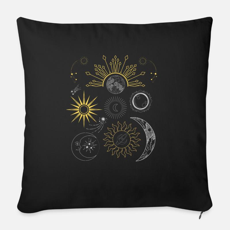 sun moon stars - muster - Sofakissenbezug 45 x 45 cm - Schwarz