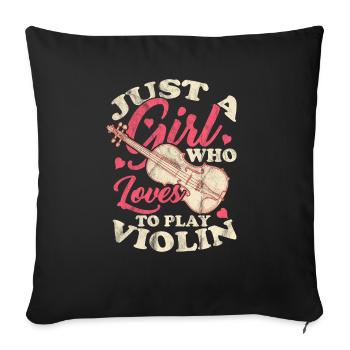 Violon violon orchestre instrument de musique fille - Housse de coussin décorative 45 x 45 cm - noir - Devant