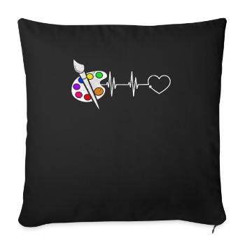 Paint Brush Palette Heartbeat Funny Artist Painter - Sofakissenbezug 45 x 45 cm - Schwarz - Vorne
