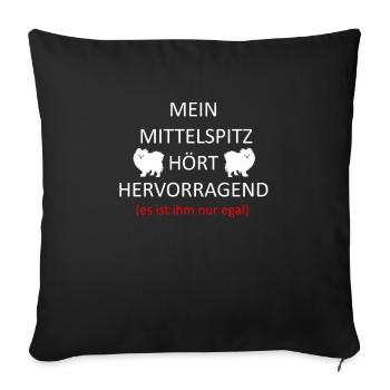Mittelspitz Deutsche Spitze Hunde Hund - Sofakissenbezug 45 x 45 cm - Schwarz - Vorne