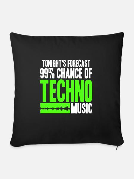 Live Techno heute Abend - Sofakissenbezug 45 x 45 cm - Schwarz