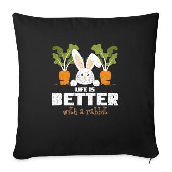 La vie en détresse est meilleure avec un lapin - Housse de coussin décorative 45 x 45 cm - noir - Devant