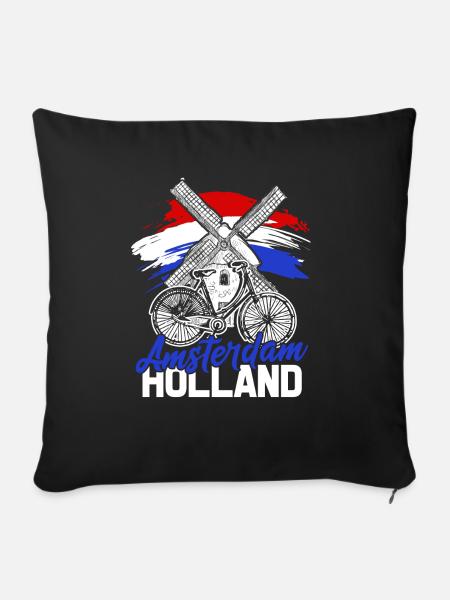 Niederlande Tshirt Holland Amsterdam Geschenk Flag - Sofakissenbezug 45 x 45 cm - Schwarz