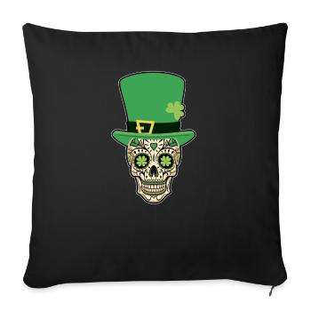 Crâne de sucre de la Saint-Patrick Calavera - Housse de coussin décorative 45 x 45 cm - noir - Devant