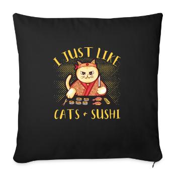Sushi Cat Funny Cats Sushi Gift Kitten - Sofa pillowcase 17,3'' x 17,3'' (45 x 45 cm) - black - Front