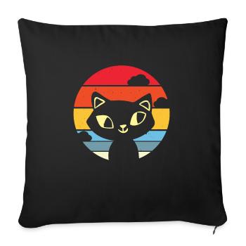 Cute retro vintage cat sunset cats - Sofa pillowcase 17,3'' x 17,3'' (45 x 45 cm) - black - Front