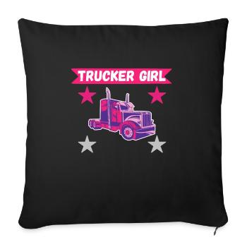 Truck driver trucker truck woman girl trucker girl - Sofa pillowcase 17,3'' x 17,3'' (45 x 45 cm) - black - Front