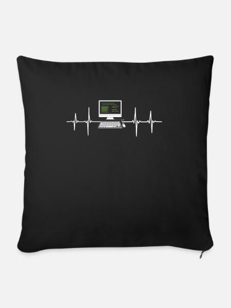Programmierer EKG Herzschlag Computer Desktop - Sofakissenbezug 45 x 45 cm - Schwarz