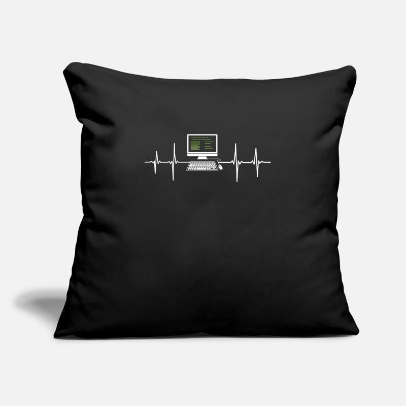 Programmierer EKG Herzschlag Computer Desktop Sofakissenbezug 45 x 45 cm