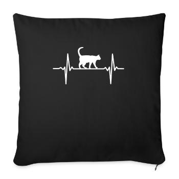 Battement de coeur chat chats gueule de bois chat domestique - Housse de coussin décorative 45 x 45 cm - noir - Devant