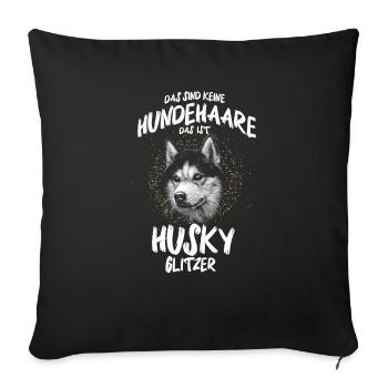 Husky Glitzer Schlittenhund Huskies Geschenk - Sofakissenbezug 45 x 45 cm - Schwarz - Vorne