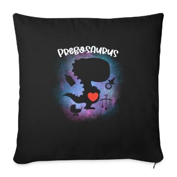 Pregosaurus Pregnancy Announcement - Sofa pillowcase 17,3'' x 17,3'' (45 x 45 cm) - black - Front