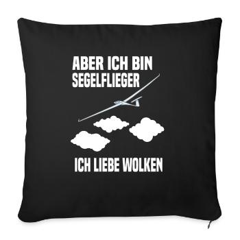 Segelflugzeug Segelflieger Segelfliegen - Sofakissenbezug 45 x 45 cm - Schwarz - Vorne