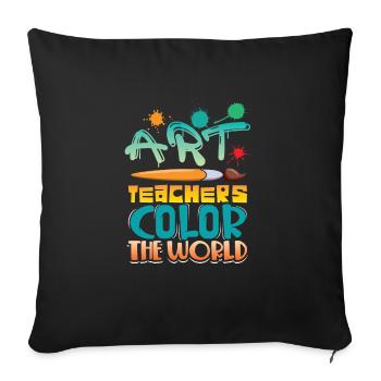 Art teachers lend the world color - Sofa pillowcase 17,3'' x 17,3'' (45 x 45 cm) - black - Front