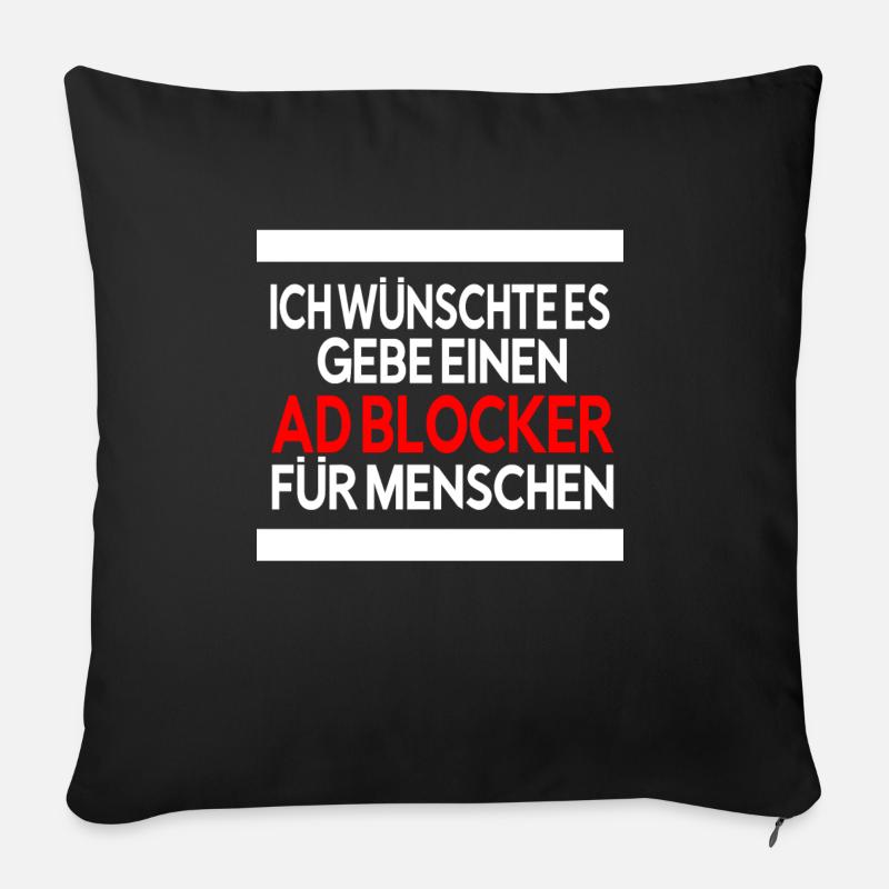 Ad Blocker Anti Menschen Lockdown sozialer Kontakt - Sofakissenbezug 45 x 45 cm - Schwarz