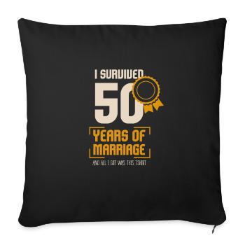 50e anniversaire de mariage mari femme 50 ans - Housse de coussin décorative 45 x 45 cm - noir - Devant