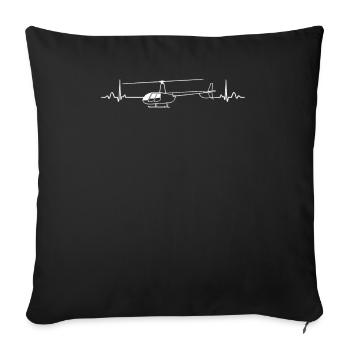 Robinson R44 Helicopter Heartbea for Pilots - Sofa pillowcase 17,3'' x 17,3'' (45 x 45 cm) - black - Front