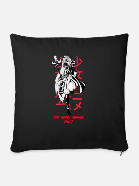 Anime Design ich mag Anime, ok? - Sofakissenbezug 45 x 45 cm - Schwarz