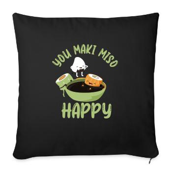 Funny sushi saying design - Sofa pillowcase 17,3'' x 17,3'' (45 x 45 cm) - black - Front