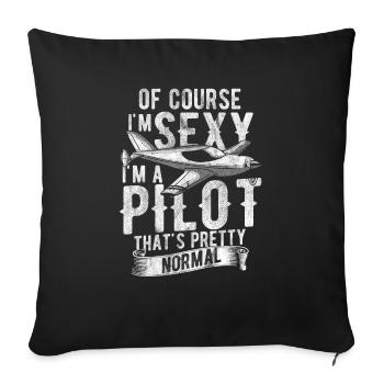 Pilot plane glider helicopter cockpit - Sofa pillowcase 17,3'' x 17,3'' (45 x 45 cm) - black - Front