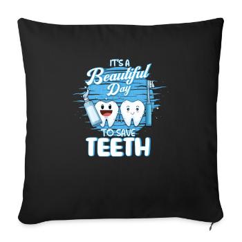 Dentist Dentists Teeth Tooth Hygienist Motif - Sofa pillowcase 17,3'' x 17,3'' (45 x 45 cm) - black - Front