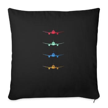 Avion pilote mobile - Housse de coussin décorative 45 x 45 cm - noir - Devant