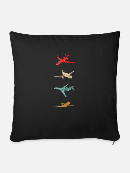 Vintage Flugzeug Flugzeuge Pilot Fliegen Geschenk - Sofakissenbezug 45 x 45 cm - Schwarz