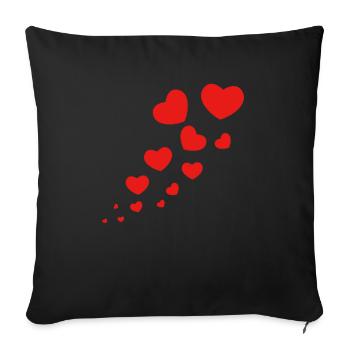 Red hearts - Sofa pillowcase 17,3'' x 17,3'' (45 x 45 cm) - black - Front