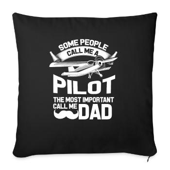 Pilot plane dad dad - Sofa pillowcase 17,3'' x 17,3'' (45 x 45 cm) - black - Front