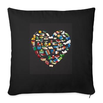 Buchliebhaber Herzform Reading Club Bibliothekar - Sofakissenbezug 45 x 45 cm - Schwarz - Vorne