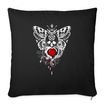 Night flowers gothic goth skull death skull punk - Sofa pillowcase 17,3'' x 17,3'' (45 x 45 cm) - black - Front