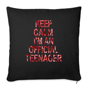 Fille adolescente garder calme anniversaire officiel 13e - Housse de coussin décorative 45 x 45 cm - noir - Devant
