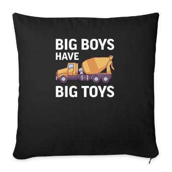 Ciment mélangeur chantier de construction camion chauffeur cadeau béton - Housse de coussin décorative 45 x 45 cm - noir - Devant