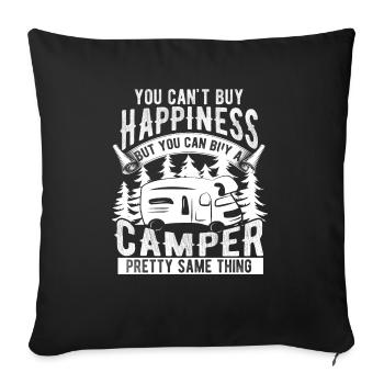 Camper caravan happy - Sofa pillowcase 17,3'' x 17,3'' (45 x 45 cm) - black - Front