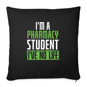 Étudiant en pharmacie Pas de vie - Housse de coussin décorative 45 x 45 cm - noir - Devant