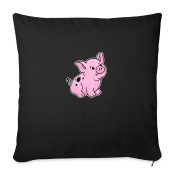 Nettes Ferkel handgezeichnet mit Schmutz auf der - Sofakissenbezug 45 x 45 cm - Schwarz - Vorne