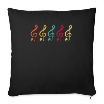 Clé de bas de musique - Housse de coussin décorative 45 x 45 cm - noir - Devant