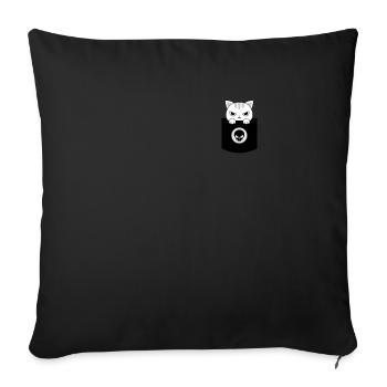 Böses Kätzchen in Brusttasche Kawaii Katzen Shirt - Sofakissenbezug 45 x 45 cm - Schwarz - Vorne