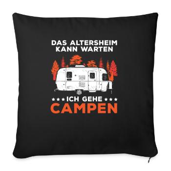 Camping Opa Wohnwagen Womo Geschenk - Sofakissenbezug 45 x 45 cm - Schwarz - Vorne