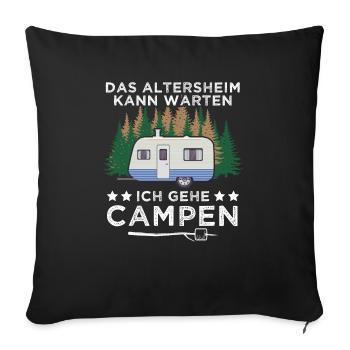 Camping Opa Wohnwagen Womo Geschenk - Sofakissenbezug 45 x 45 cm - Schwarz - Vorne