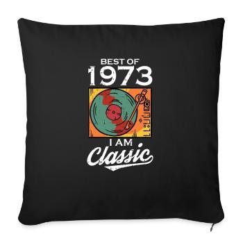 Vintage 1973 73 Anniversaire Rétro Millésime cadeau - Housse de coussin décorative 45 x 45 cm - noir - Devant
