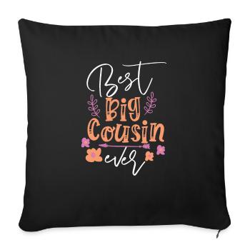 Meilleur Grande Cousine Gros Cousin Cadeau Fille - Housse de coussin décorative 45 x 45 cm - noir - Devant