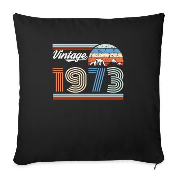Vintage 1973 73 Anniversaire Rétro Millésime cadeau - Housse de coussin décorative 45 x 45 cm - noir - Devant