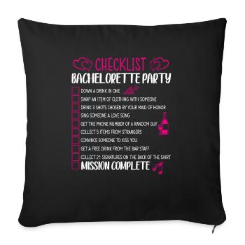 Bachelorette Party Checkliste - Sofakissenbezug 45 x 45 cm - Schwarz - Vorne