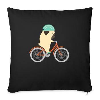 Bicycle Kids Pug Dog Cyclist Gift - Sofa pillowcase 17,3'' x 17,3'' (45 x 45 cm) - black - Front