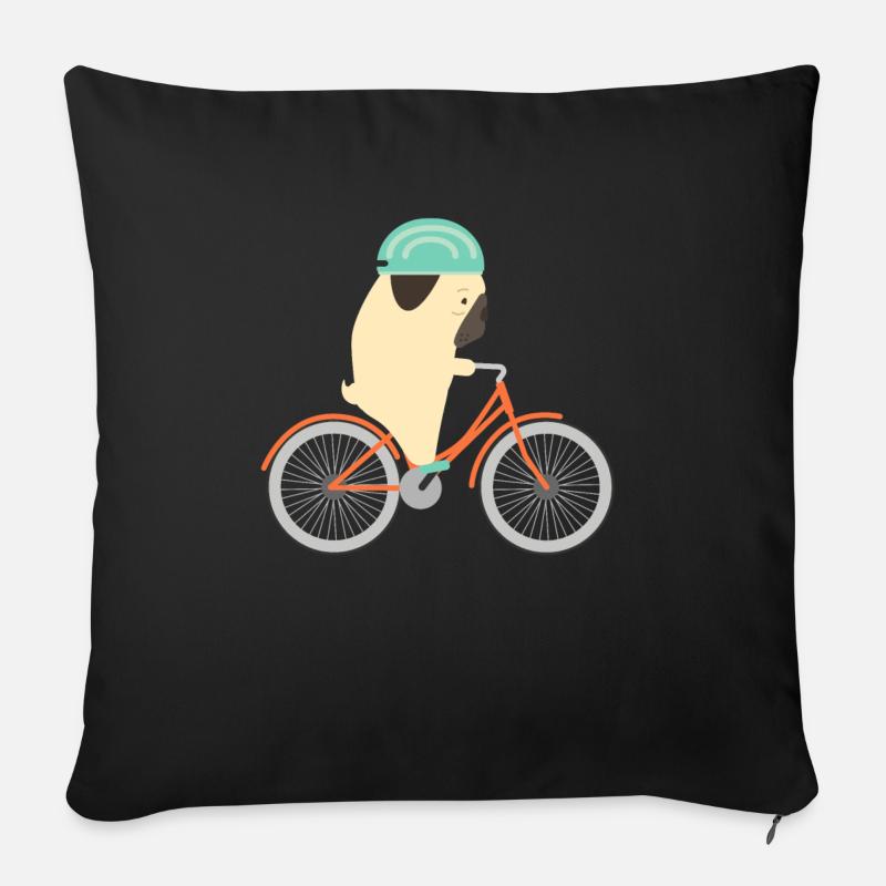 Fahrrad Kinder Mops Hund Fahrradfahrer Geschenk - Sofakissenbezug 45 x 45 cm - Schwarz