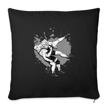 Wrestling tshirt grappling wrestling gift pinfall - Sofa pillowcase 17,3'' x 17,3'' (45 x 45 cm) - black - Front