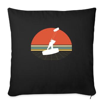 Vintage Retro Kiteboarding Kite Surfer T-Shirt - Sofa pillowcase 17,3'' x 17,3'' (45 x 45 cm) - black - Front