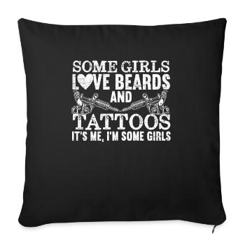 Certaines filles aiment barbes et tatouages encre tatouage - Housse de coussin décorative 45 x 45 cm - noir - Devant