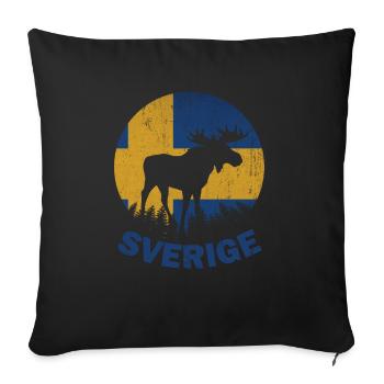 Suède Voyage Elch Scandinavie idée cadeau - Housse de coussin décorative 45 x 45 cm - noir - Devant